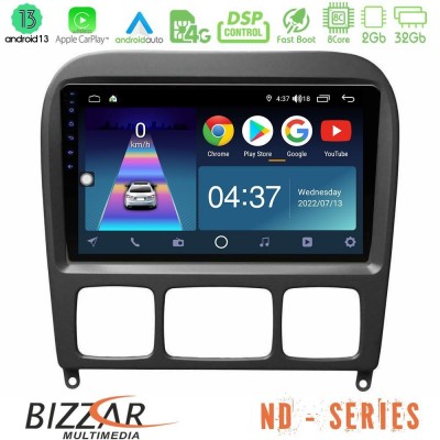 Bizzar ND Series 8Core Android13 2+32GB Mercedes S Class 1999-2004 (W220) Navigation Multimedia Tablet 9