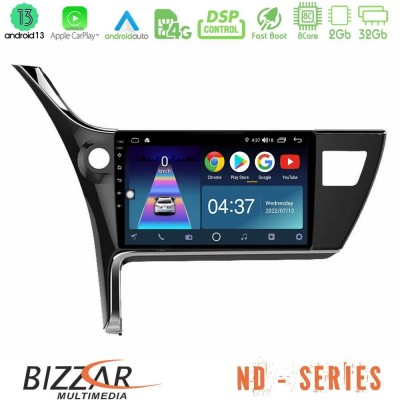 Bizzar ND Series 8Core Android13 2+32GB Toyota Corolla 2017-2018 Navigation Multimedia Tablet 10