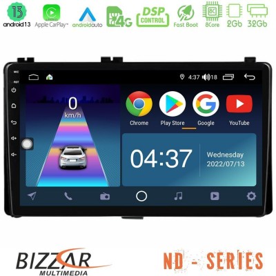 Bizzar ND Series 8Core Android13 2+32GB Toyota Corolla/Auris 2017-2019  Navigat-ion Multimedia Tablet 9