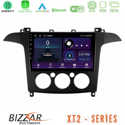 Bizzar XT2 Series 4Core Android13 2+32GB Ford S-Max 2006-2008 (manual A/C) Navigation Multimedia Tablet 9