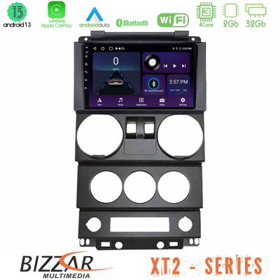 Bizzar XT2 Series 4Core Android13 2+32GB Jeep Wrangler 2Door 2008-2010 Navigation Multimedia Tablet 9