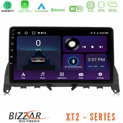 Bizzar XT2 Series 4Core Android13 2+32GB Mercedes C Class W204 Navigation Multimedia Tablet 9