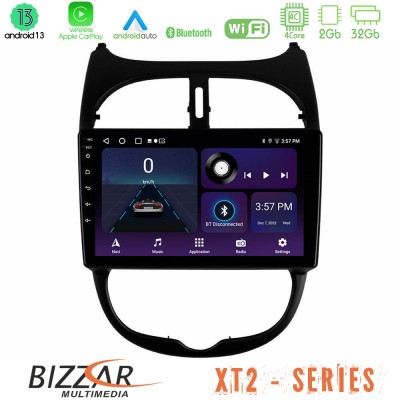 Bizzar XT2 Series 4Core Android13 2+32GB Peugeot 206 Navigation Multimedia Tablet 9