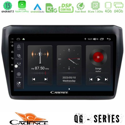 Cadence QG Series 8Core Android13 4+64GB Suzuki Swift 2017-2023 Navigation Multimedia Tablet 9