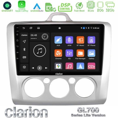 Clarion GL700 Lite Series 8Core Android11 2+32GB Ford Focus Manual AC Navigation Multimedia Tablet 9