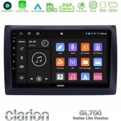 Clarion GL700 Lite Series 8Core Android11 2+32GB Fiat Stilo Navigation Multimedia Tablet 9