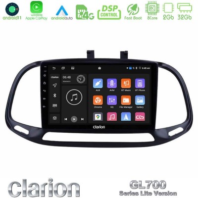 Clarion GL700 Lite Series 8Core Android11 2+32GB Fiat Doblo 2015-2022 Navigation Multimedia Tablet 9