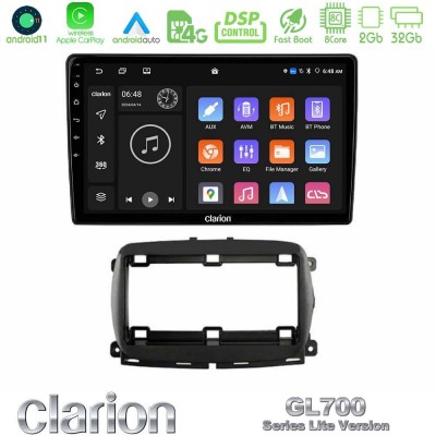 Clarion GL700 Lite Series 8Core Android11 2+32GB  Fiat 500 2016> Navigation Multimedia Tablet 9