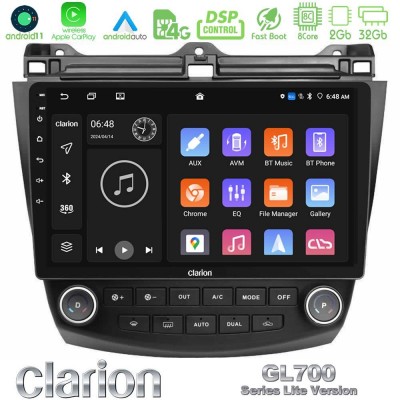 Clarion GL700 Lite Series 8Core Android11 2+32GB Honda Accord 2002-2008 Navigation Multimedia Tablet 10