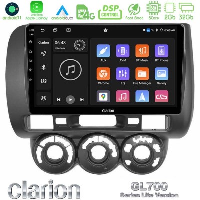 Clarion GL700 Lite Series 8Core Android11 2+32GB Honda Jazz 2002-2008 (Manual A/C) Navigation Multimedia Tablet 9