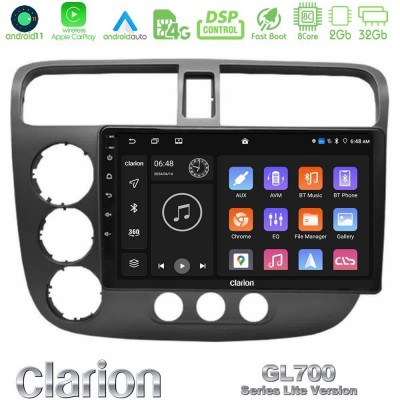 Clarion GL700 Lite Series 8Core Android11 2+32GB Honda Civic 2001-2005 Navigation Multimedia Tablet 9