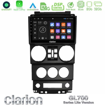 Clarion GL700 Lite Series 8Core Android11 2+32GB Jeep Wrangler 2008-2010 Navigation Multimedia Tablet 9