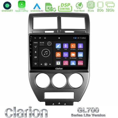 Clarion GL700 Lite Series 8Core Android11 2+32GB Jeep Compass/Patriot 2007-2008 Navigation Multimedia Tablet 10