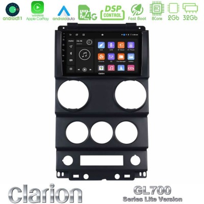 Clarion GL700 Lite Series 8Core Android11 2+32GB Jeep Wrangler 2008-2010 Navigation Multimedia Tablet 9