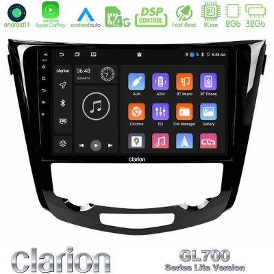 Clarion GL700 Lite Series 8Core Android11 2+32GB Nissan Qashqai J11 (AUTO A/C) Navigation Multimedia Tablet 10