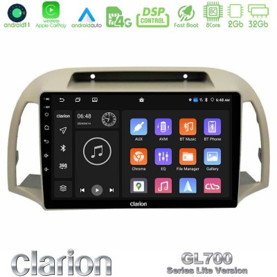 Clarion GL700 Lite Series 8Core Android11 2+32GB Nissan Micra K12 2002-2010 Navigation Multimedia Tablet 9