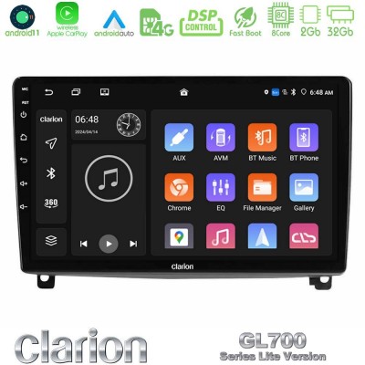 Clarion GL700 Lite Series 8Core Android11 2+32GB Peugeot 407 Navigation Multimedia Tablet 9