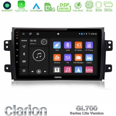 Clarion GL700 Lite Series 8Core Android11 2+32GB Suzuki SX4 2006-2014 Fiat Sedici 2006-2014 Navigation Multimedia Tablet 9