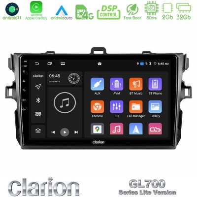 Clarion GL700 Lite Series 8Core Android11 2+32GB Toyota Corolla 2007-2012 Navigation Multimedia Tablet 9