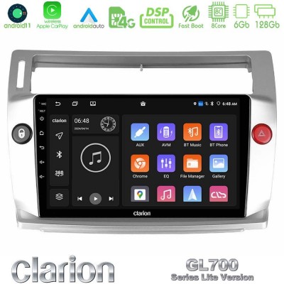 Clarion GL700 Lite Series 8Core Android11 6+128GB Citroen C4 2004-2010 Navigation Multimedia Tablet 9