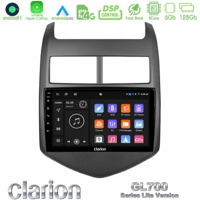 Clarion GL700 Lite Series 8Core Android11 6+128GB Chevrolet Aveo 2011-2017 Navigation Multimedia Tablet 9