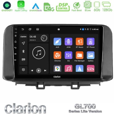 Clarion GL700 Lite Series 8Core Android11 6+128GB Hyundai Kona 2018-2023 Navigation Multimedia Tablet 10