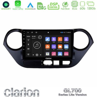 Clarion GL700 Lite Series 8Core Android11 6+128GB Hyundai i10 2014-2020 Navigation Multimedia Tablet 9