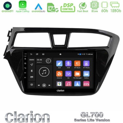 Clarion GL700 Lite Series 8Core Android11 6+128GB Hyundai i20 2014-2018 Navigation Multimedia Tablet 9