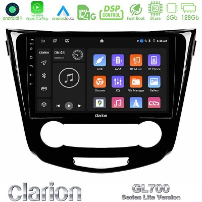 Clarion GL700 Lite Series 8Core Android11 6+128GB Nissan Qashqai J11 (Manual A/C) Navigation Multimedia Tablet 10