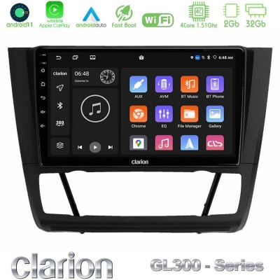 Clarion GL300 Series 4Core Android11 2+32GB BMW 1Series E81/E82/E87/E88 (AUTO A/C) Navigation Multimedia Tablet 9