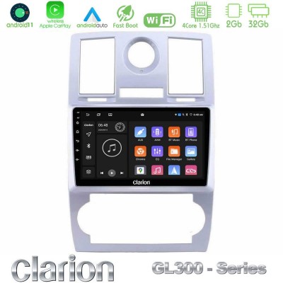 Clarion GL300 Series 4Core Android11 2+32GB Chrysler 300C Navigation Multimedia Tablet 9