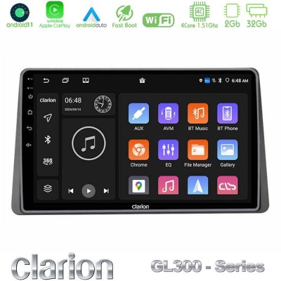 Clarion GL300 Series Dacia Duster 2022-2024 4Core Android11 2+32GB Navigation Multimedia Tablet 9″ Με Carplay & Android Auto