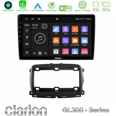 Clarion GL300 Series 4Core Android11 2+32GB  Fiat 500 2016> Navigation Multimedia Tablet 9