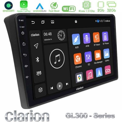 Clarion GL300 Series 4Core Android11 2+32GB Fiat Ducato/Citroen Jumper/Peugeot Boxer Navigation Multimedia Tablet 9