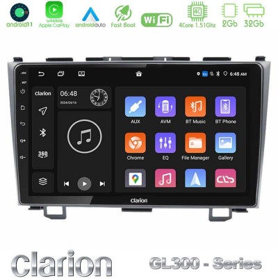 Clarion GL300 Series 4Core Android11 2+32GB Honda CRV Navigation Multimedia Tablet 9