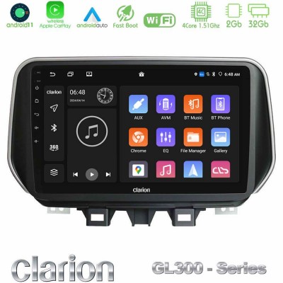 Clarion GL300 Series 4Core Android11 2+32GB Hyundai Tucson 2019-> Navigation Multimedia Tablet 9