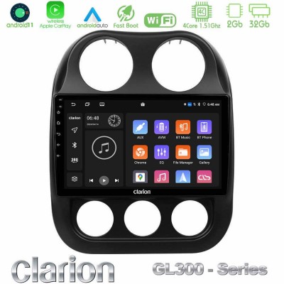 Clarion GL300 Series 4Core Android11 2+32GB Jeep Compass 2012-2016 Navigation Multimedia Tablet 9