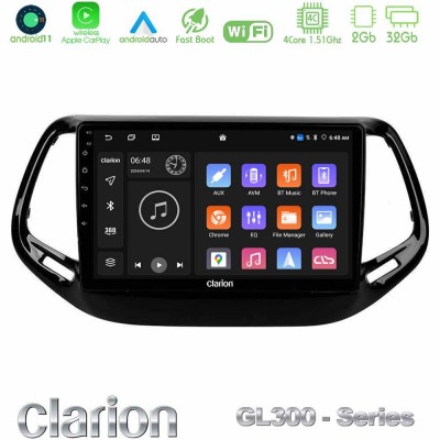 Clarion GL300 Series 4Core Android11 2+32GB Jeep Compass 2017> Navigation Multimedia Tablet 10