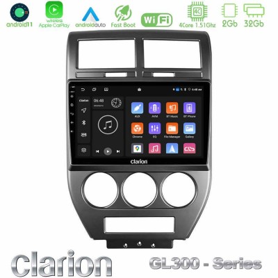 Clarion GL300 Series 4Core Android11 2+32GB Jeep Compass/Patriot 2007-2008 Navigation Multimedia Tablet 10