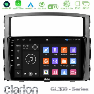 Clarion GL300 Series 4Core Android11 2+32GB Mitsubishi Pajero 2008-2009 Navigation Multimedia Tablet 9