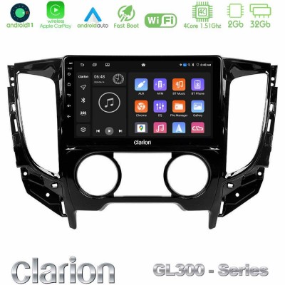 Clarion GL300 Series 4Core Android11 2+32GB Mitsubishi L200 2016-> & Fiat Fullback (Manual A/C) Navigation Multimedia Tablet 9