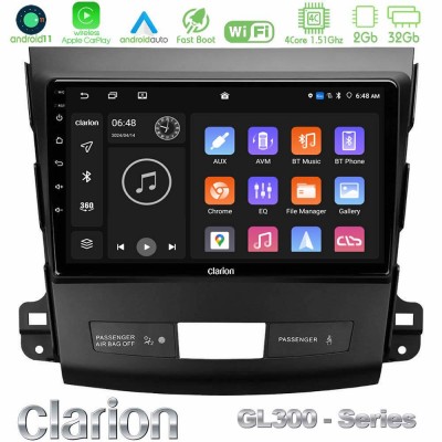 Clarion GL300 Series 4Core Android11 2+32GB Mitsubishi Outlander/Citroen C-Crosser/Peugeot 4007 Navigation Multimedia Tablet 9