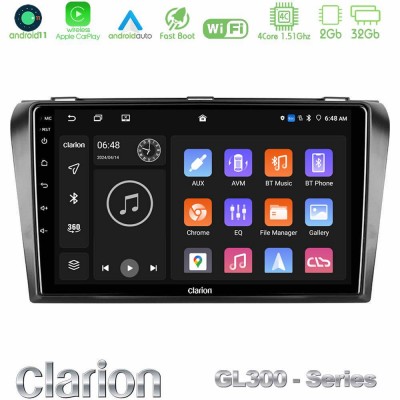 Clarion GL300 Series 4Core Android11 2+32GB Mazda 3 2004-2009 Navigation Multimedia Tablet 9