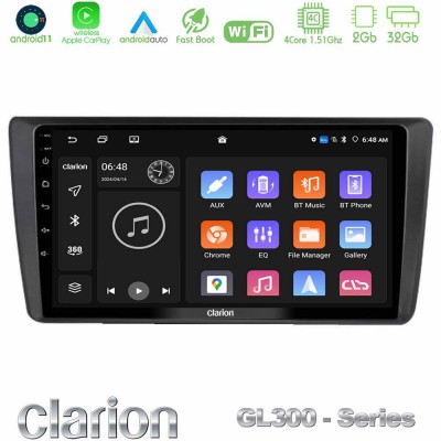 Clarion GL300 Series Skoda Octavia 2004-2012 4Core Android11 2+32GB Navigation Multimedia Tablet 9″ Με Carplay & Android Auto