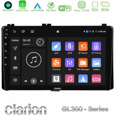 Clarion GL300 Series 4Core Android11 2+32GB Toyota Corolla/Auris 2017-2019  Navigat-ion Multimedia Tablet 9