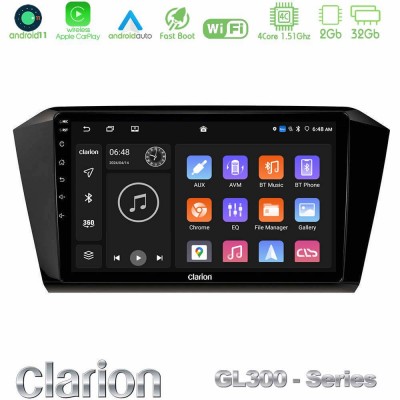 Clarion GL300 Series 4Core Android11 2+32GB VW Passat Navigation Multimedia Tablet 10