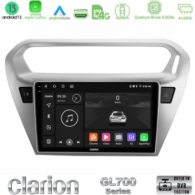 Clarion GL700 Series 8Core Android13 4+64GB Citroën C-Elysée / Peugeot 301 Navigation Multimedia Tablet 9