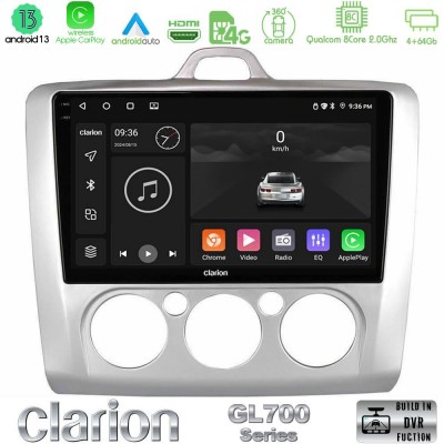 Clarion GL700 Series 8Core Android13 4+64GB Ford Focus Manual AC Navigation Multimedia Tablet 9