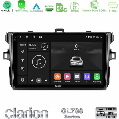 Clarion GL700 Series 8Core Android13 4+64GB Toyota Corolla 2007-2012 Navigation Multimedia Tablet 9