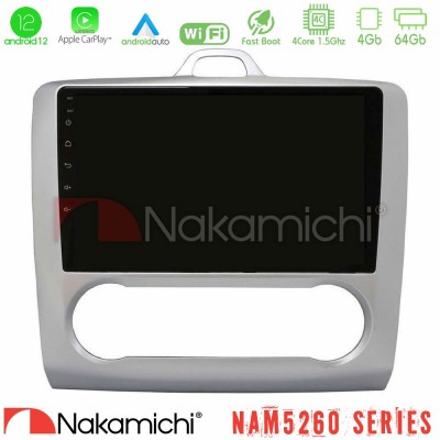 Nakamichi NAM5260 Series 4Core Android12 4+64GB Ford Focus Auto AC Navigation Multimedia Tablet 9